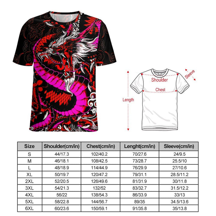 Men's Dragon Crew Neck Casual T-Shirt 2402000103