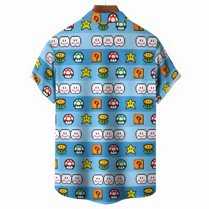 Men's Digital Game Printing Casual Short Sleeve Shirt 2403000226