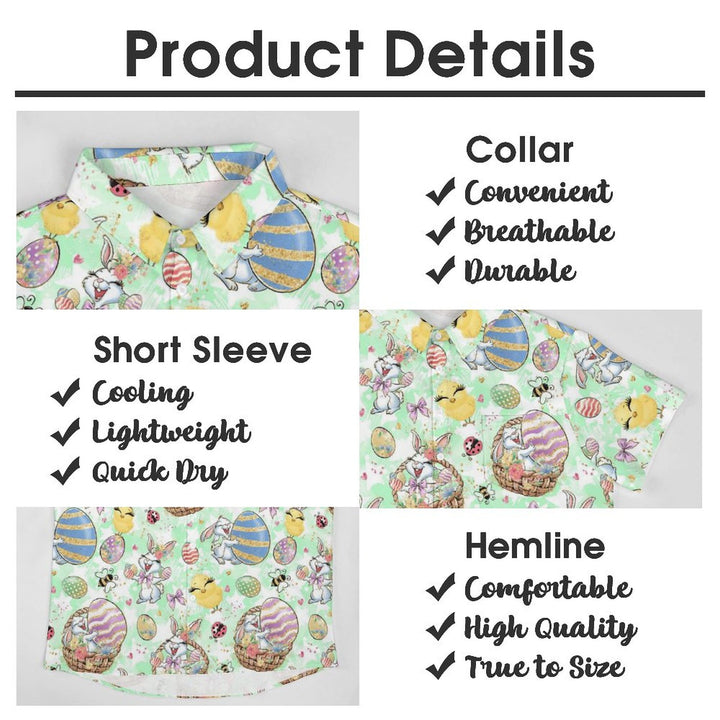 Easter Bunny Egg Chick Casual Short Sleeve Shirt 2312000344