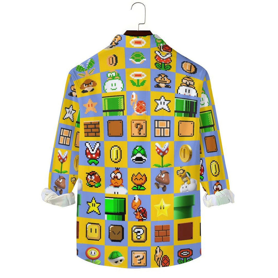 Men's Digital Games Casual Printed Long Sleeve Shirt 2402000110