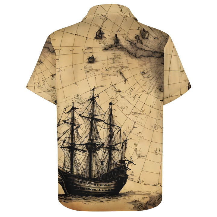 Men's Nautical Print Casual Short Sleeve Shirt 2403000020