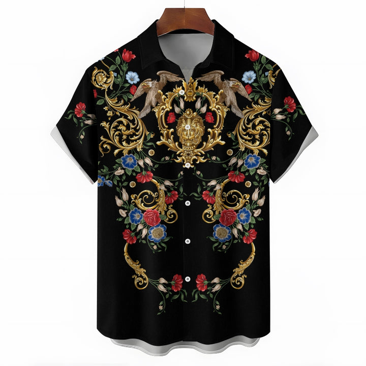 Men's Baroque Lion Casual Short Sleeve Shirt 2403000124