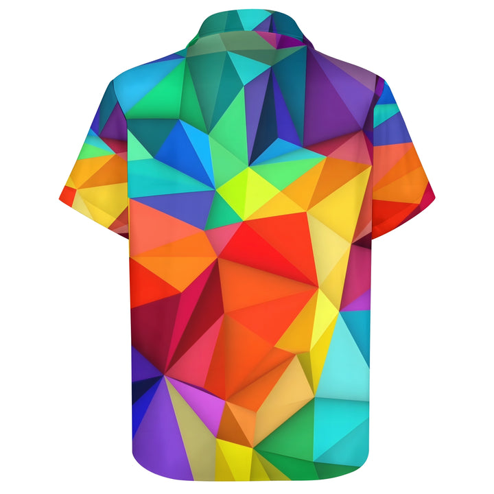 Men's Colorful Geometric Blocks Casual Short Sleeve Shirt 2403000046