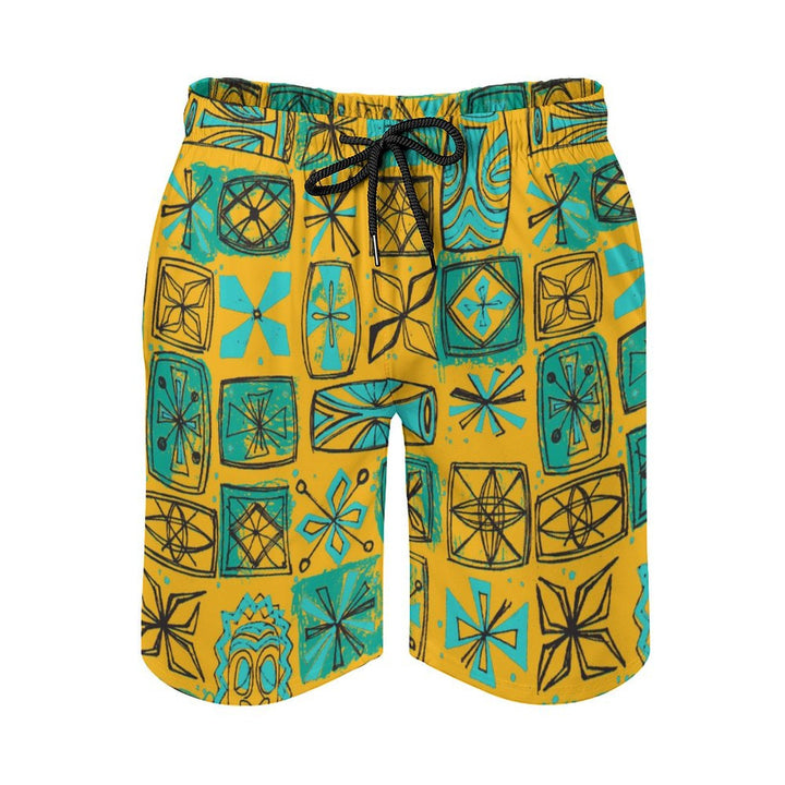 Men's Sports Tiki Art Print Beach Shorts 2402000207