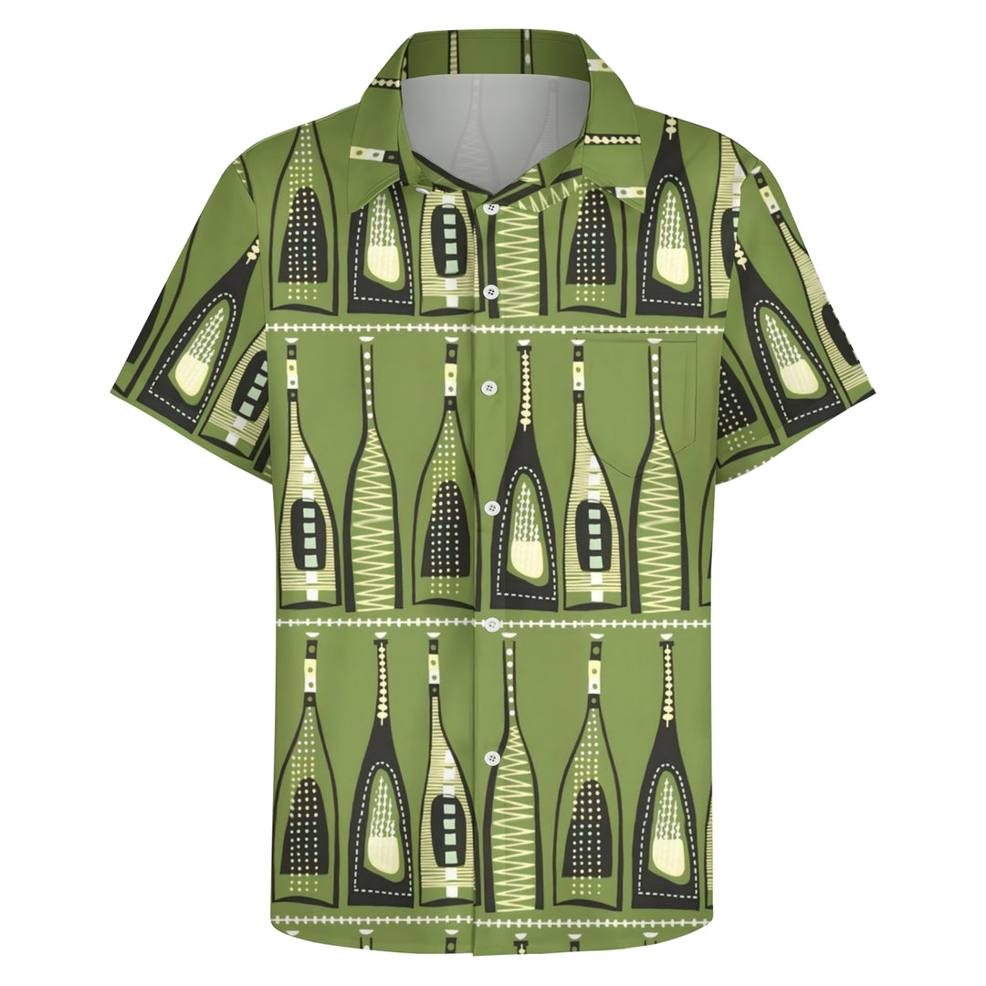 Men's Wine Bottle Casual Short Sleeve Shirt 2403000176