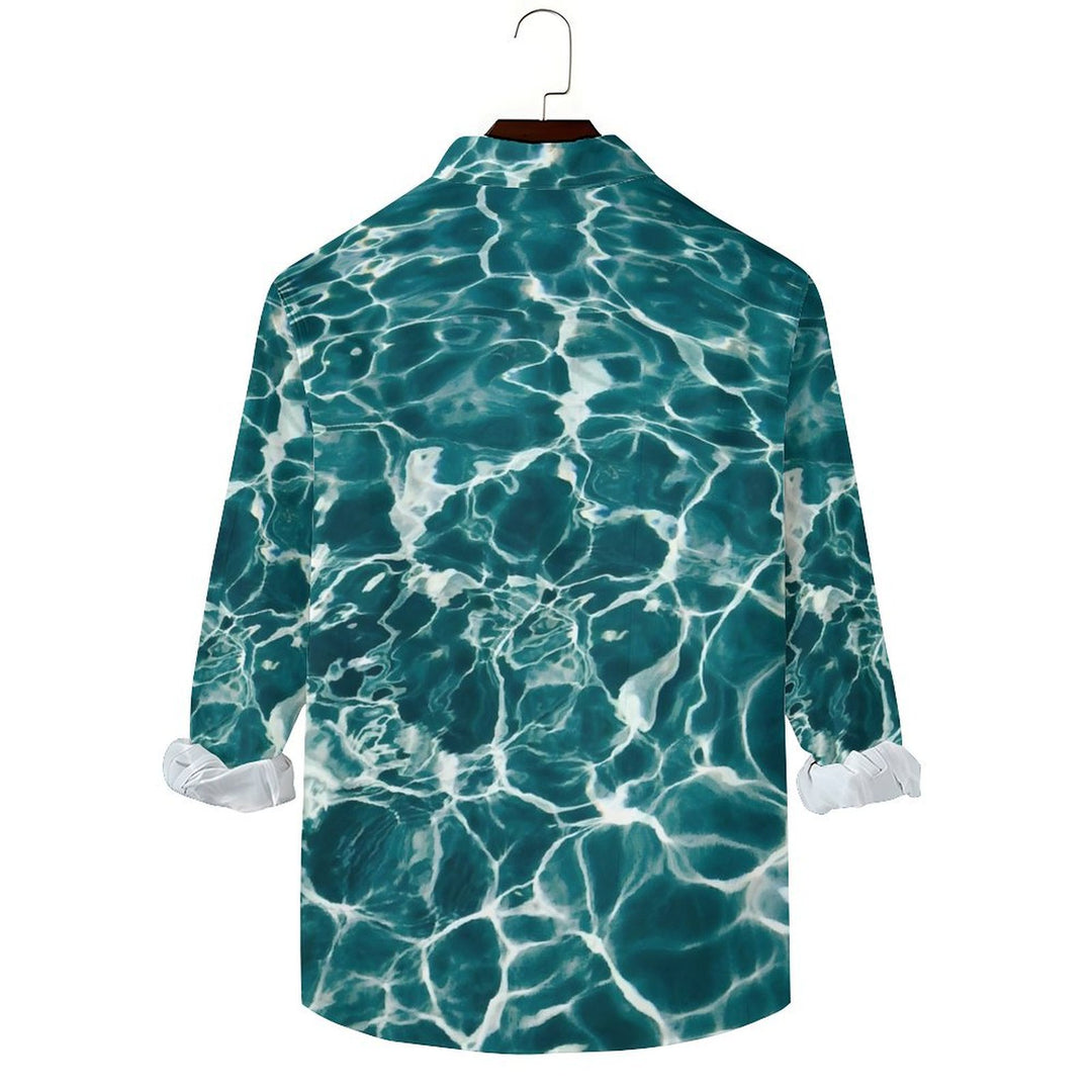 Men's Casual Water Ripples Printed Long Sleeve Shirt 2402000335