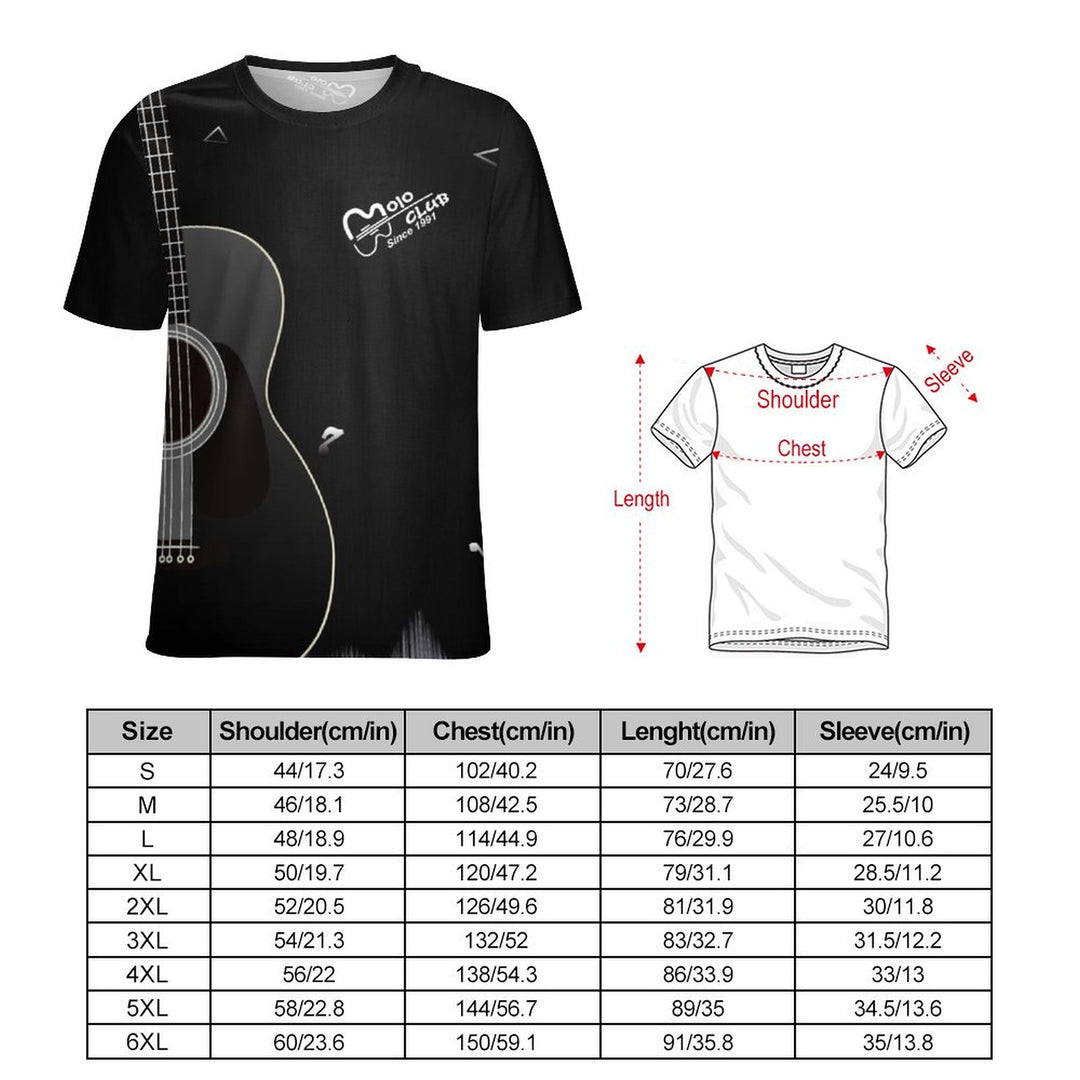 Men's Music Guitar Crew Neck Casual T-Shirt 2401000400