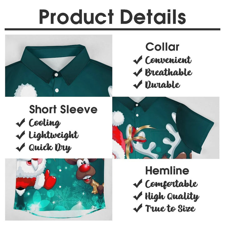 Santa Claus Elk Casual Short Sleeve Shirt 2310000734