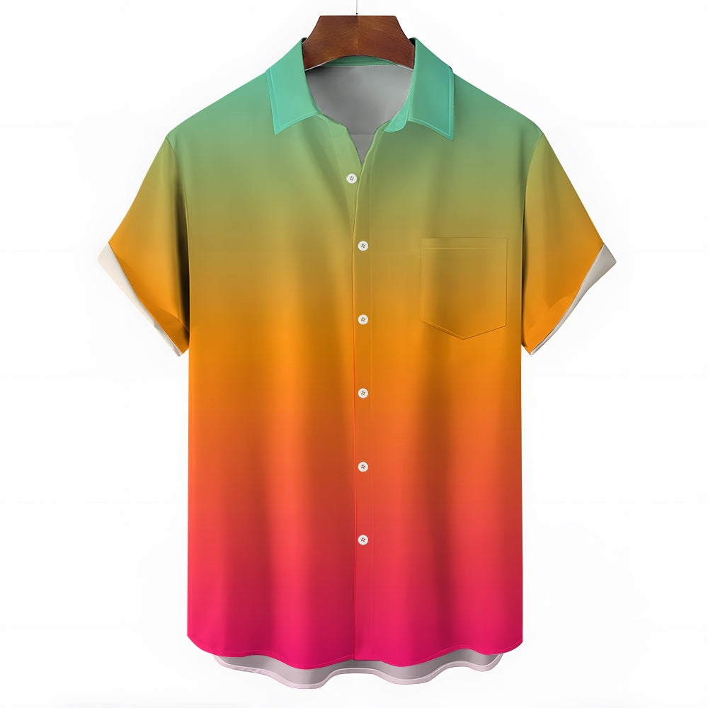 Men's Gradient Casual Short Sleeve Shirt 2403000193