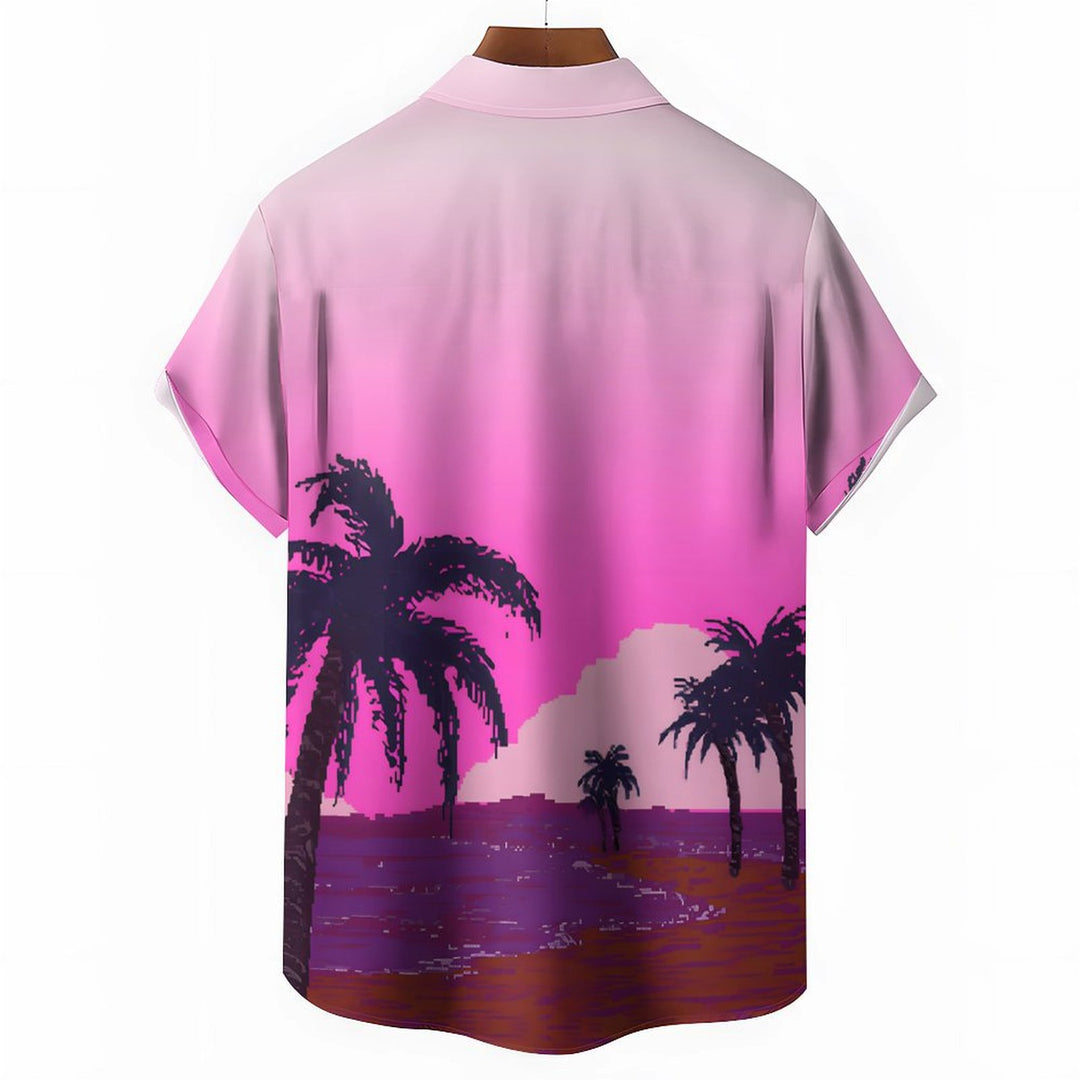 Men's Gradient Hawaiian Casual Short Sleeve Shirt 2401000403