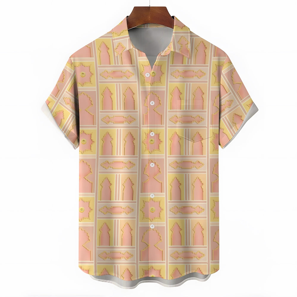 Geometric Print Men's Casual Short Sleeve Shirt 2403000249