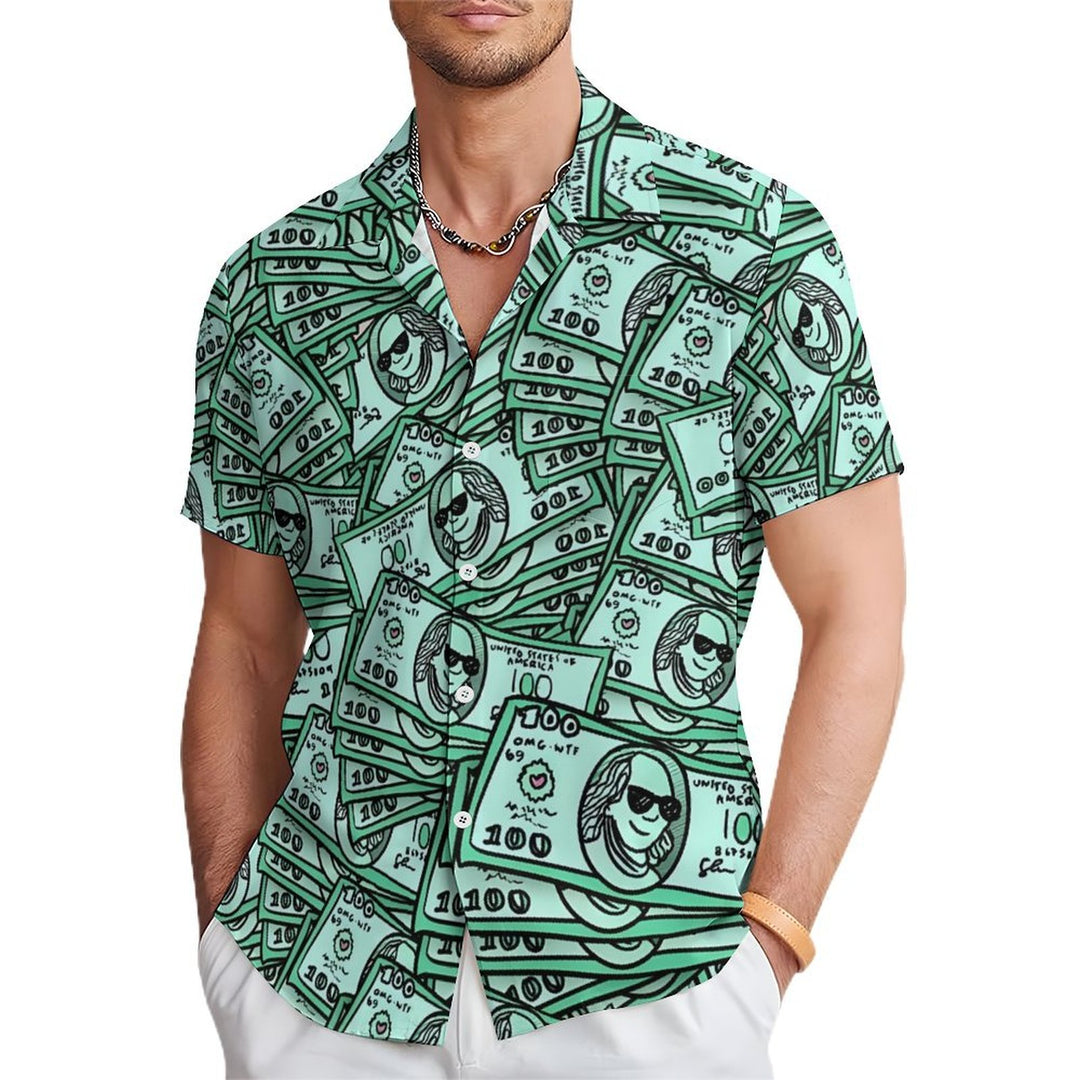 Men's Cartoon Dollar Casual Short Sleeve Shirt 2401000073