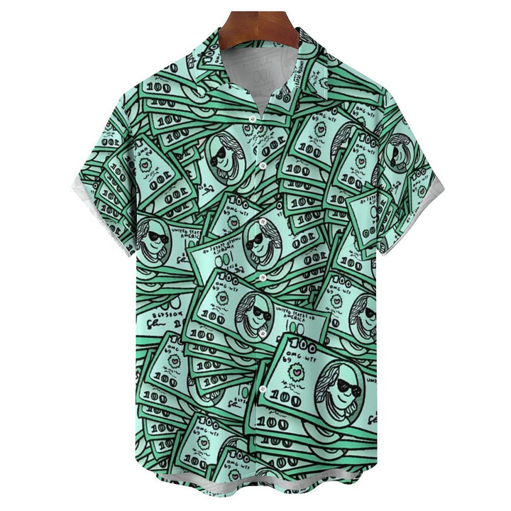 Men's Cartoon Dollar Casual Short Sleeve Shirt 2401000073