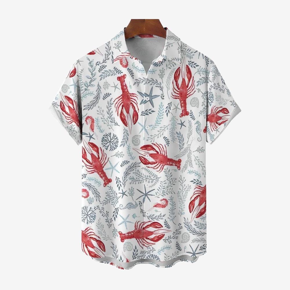 Men's Lobster Casual Short Sleeve Shirt 2401000369