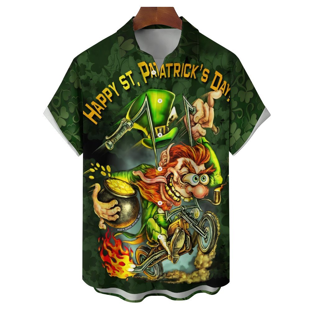 Happy St. Patrick's Day Casual Short Sleeve Shirt 2402000101