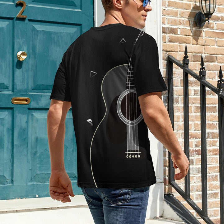 Men's Round Neck Guitar Art Print Casual T-Shirt 2312000383