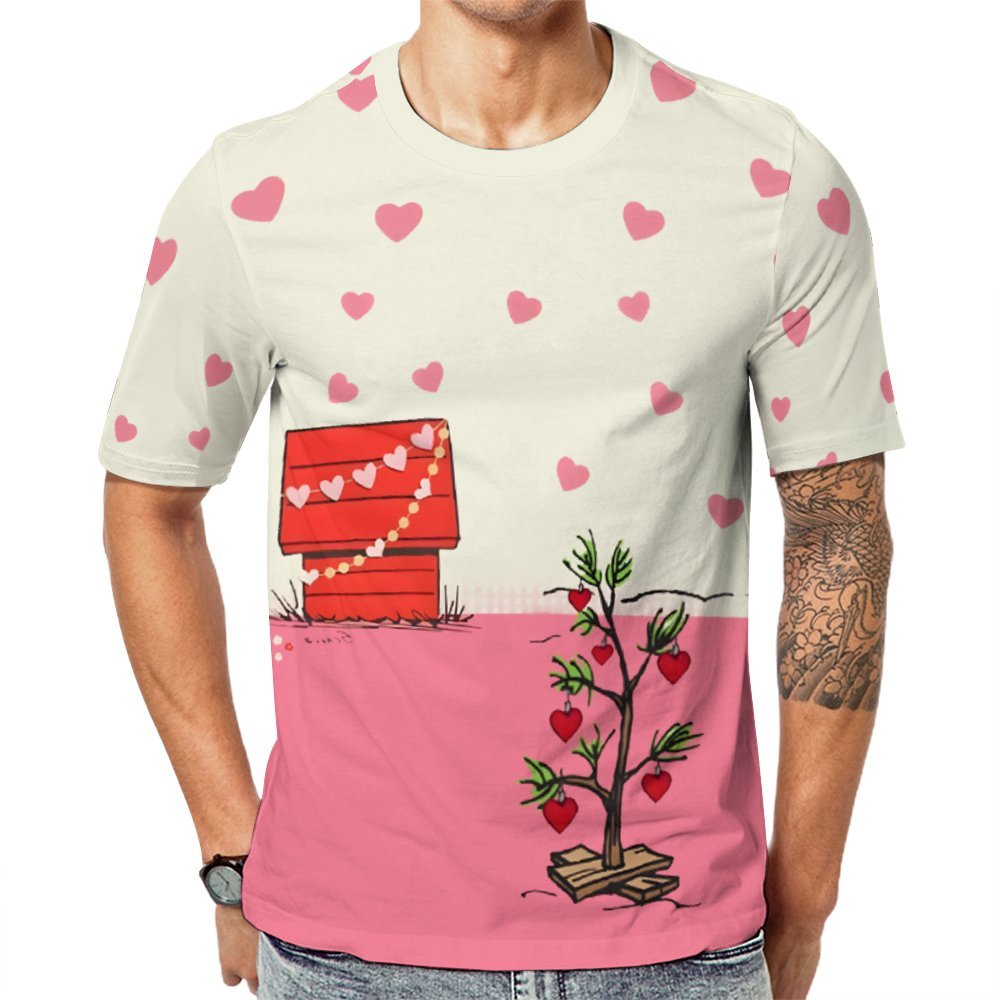 Men's Valentine's Day Cartoon Round Neck Casual T-Shirt 2401000181