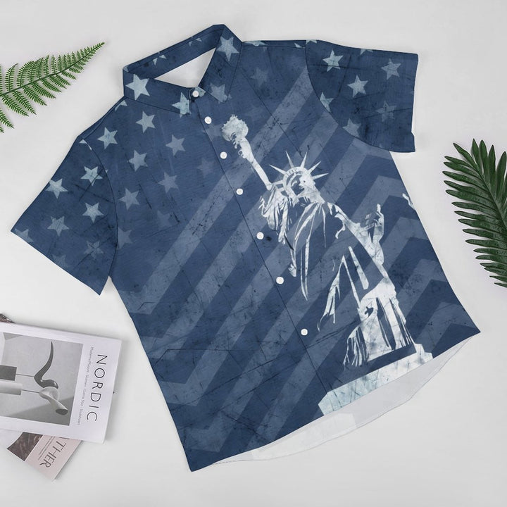 Men's Stars and Stripes Statue of Liberty Casual Short Sleeve Shirt 2401000100