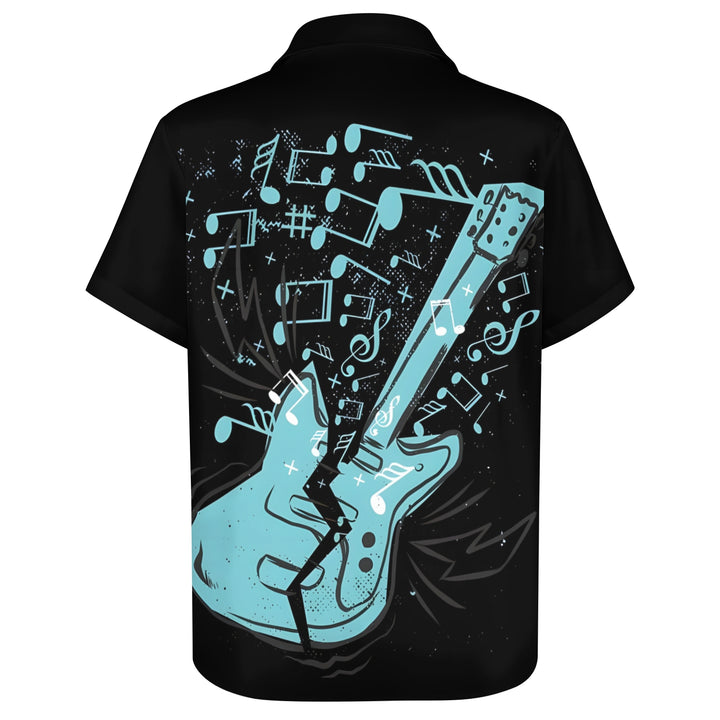 Music Guitar Print Men's Casual Short Sleeve Shirt 2403000227