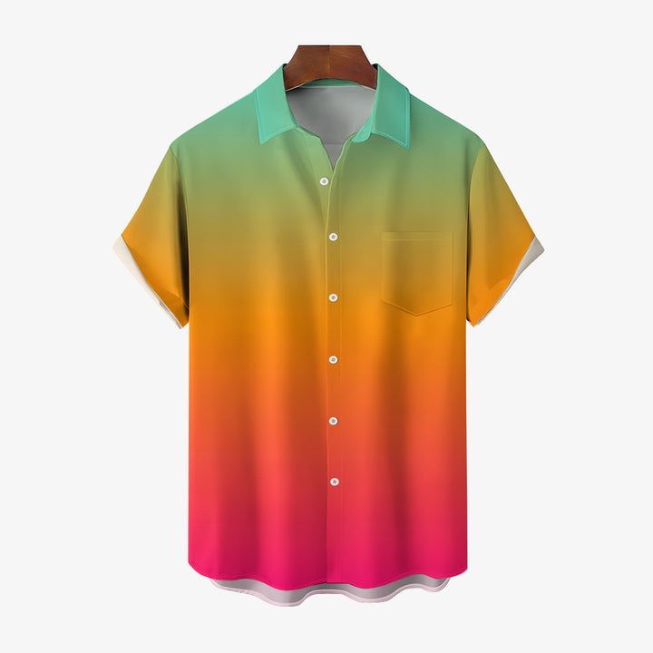 Men's Gradient Casual Short Sleeve Shirt 2403000193