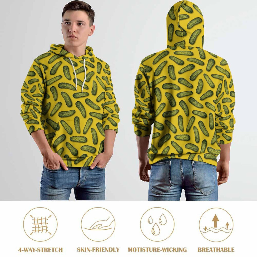 Unisex Casual Pickle Print Pocket Hoodie 2309000396