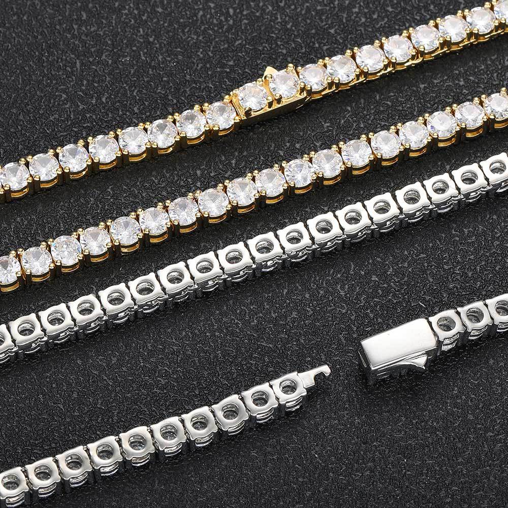 Diamond Spring Buckle Tennis Chain Zircon Trendy Necklace(4mm) 240200809