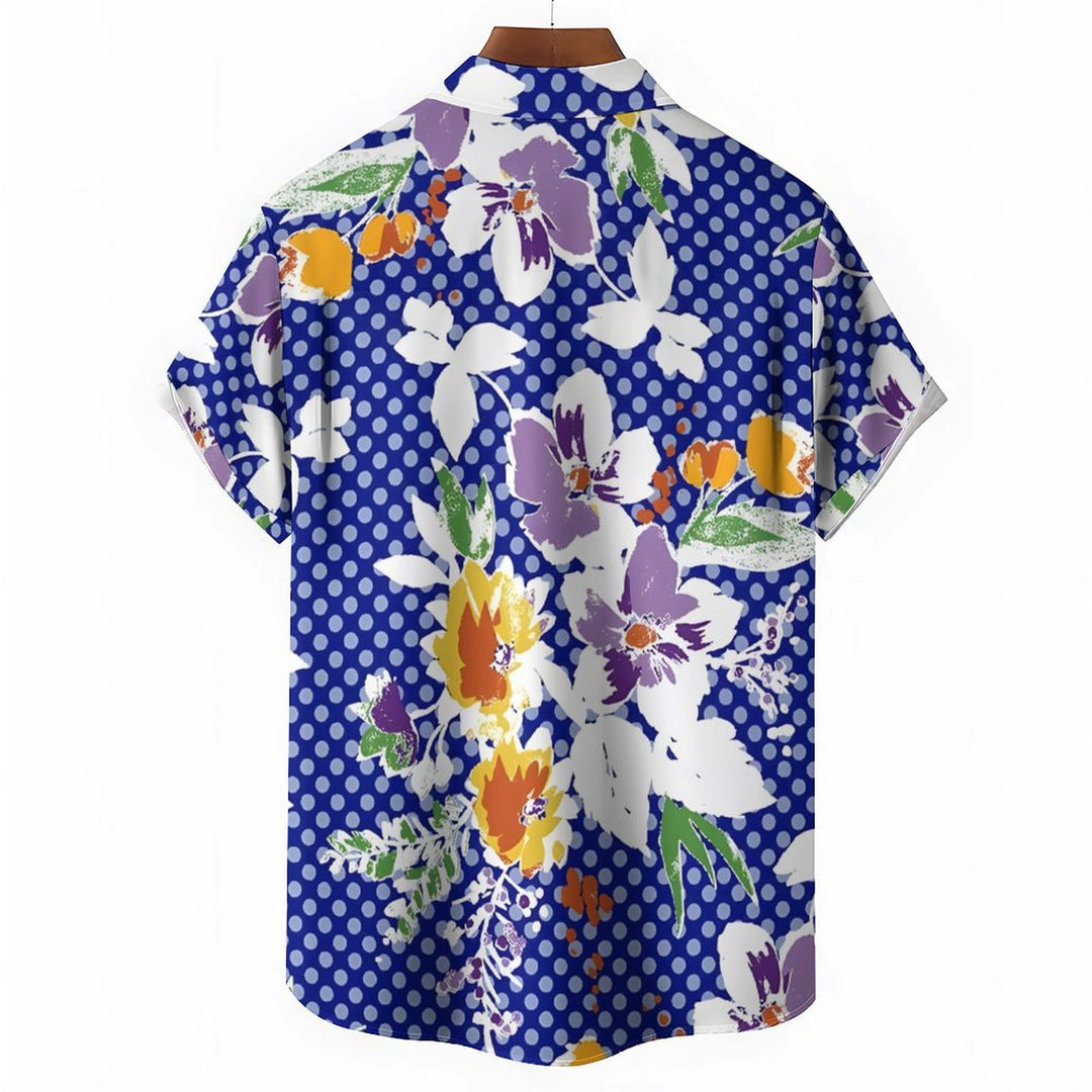 Floral Polka Dot Casual Short Sleeve Shirt 2402000170