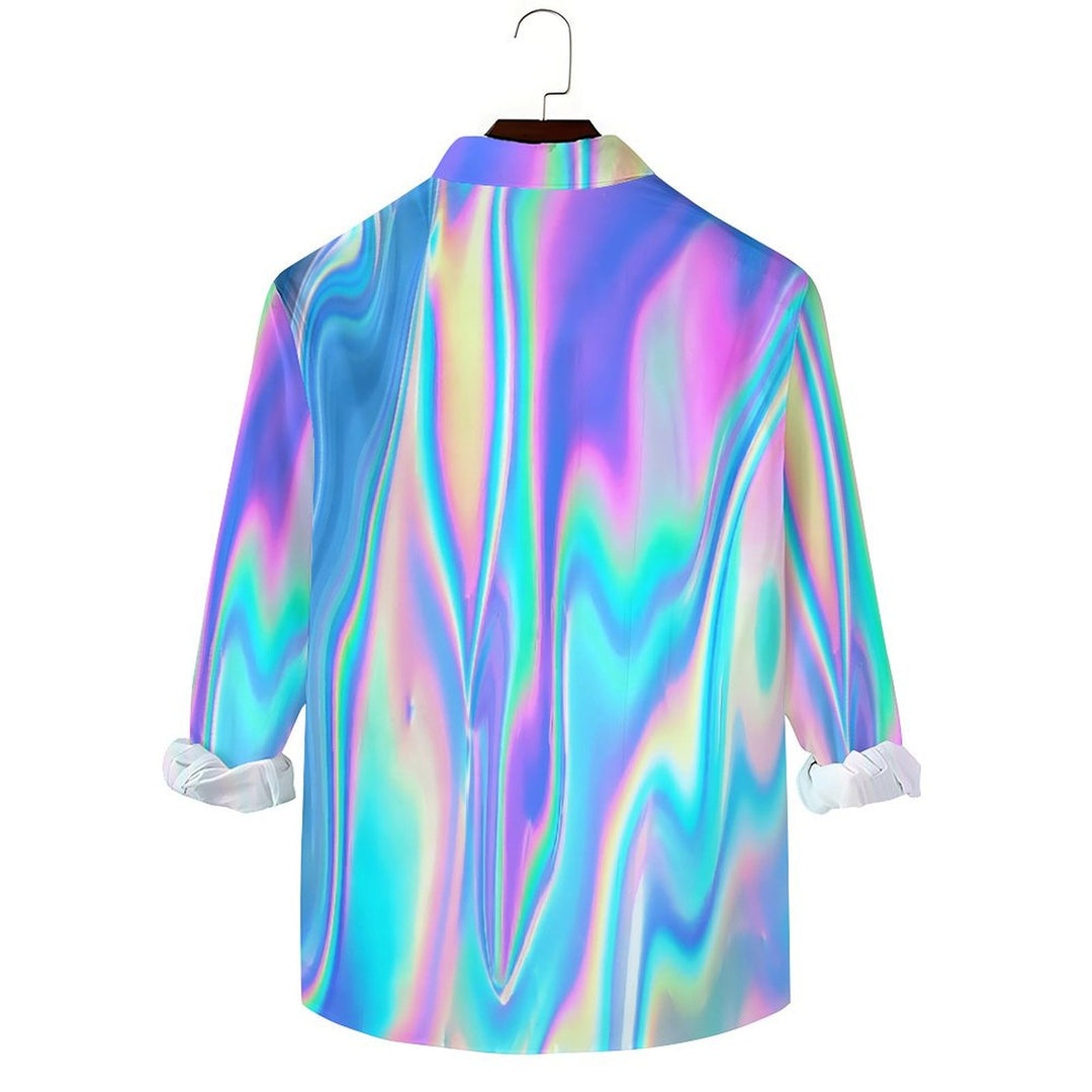 Men's Casual Gradient Color Printed Long Sleeve Shirt 2401000059