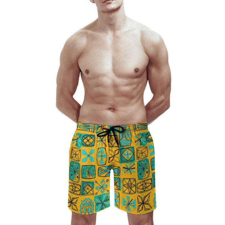 Men's Sports Tiki Art Print Beach Shorts 2402000207